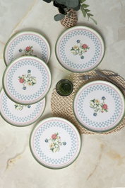 Hermia Juego de Platos de Servicio de Cerámica Blanca, 6 Piezas, 28 cm